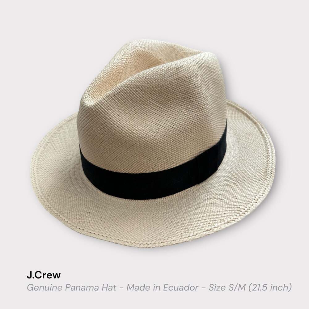 Genuine Ecuadorian Natural Toquilla Palm Panama Hat Size S/M 21.5”